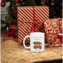 Taza De Café Vintage Christmas Red Car & Tree