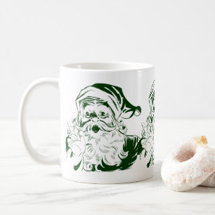 Taza De Café Vintage Christmas, Retro Jolly Santa Claus Green