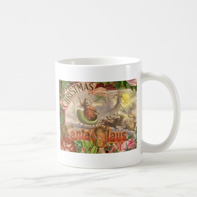 Taza De Café Vintage Christmas Santa Claus Sleigh (Derecha)
