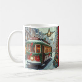 Taza De Café Vintage Christmas Tram in Snowy Town