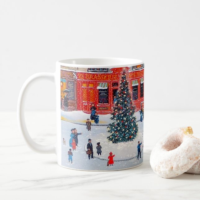 Taza De Café Vintage Christmas Village (Con donut)