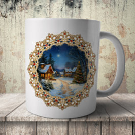 Taza De Café Vintage Christmas Village Doily