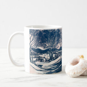 Taza De Café Vintage Christmas, Winter Mountain Landscape