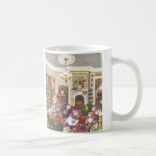 Taza De Café Vintage Christmas Wrapping Presenta en la Sala de