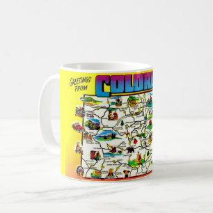 Taza De Café Vintage Colorful Colorado Map Mug