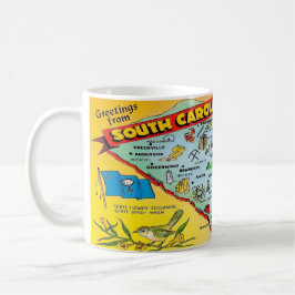 Taza De Café Vintage Colorful South Carolina Map Mug