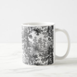 Taza De Café Vintage Cottage Paisaje - Blanco y negro