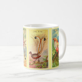 Taza De Café Vintage Cuatro Aves Tropicales Ilustracion Lyre Bi