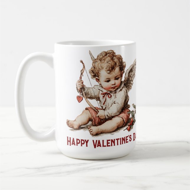 Taza De Café Vintage Cupid With Heart Bow (Izquierda)