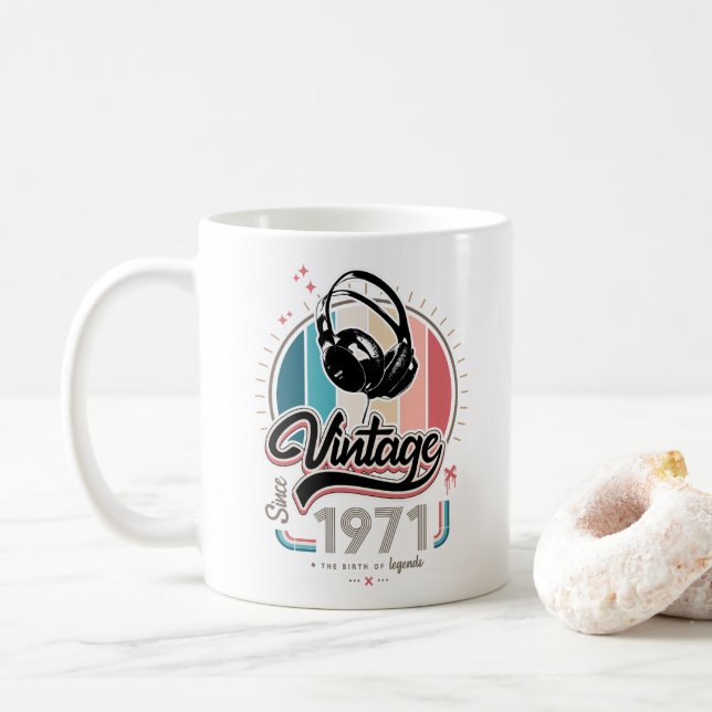 Taza De Café Vintage desde audífonos de 1971 (Con donut)
