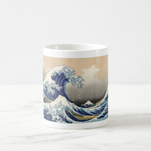Taza De Café Vintage el monte Fuji y onda