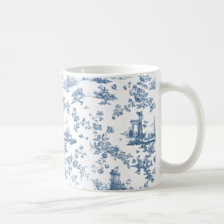 Taza De Café Vintage English Floral Toile de Jouy-Blue