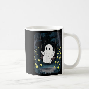 Taza De Café Vintage Fantasma En La Noche Forestal Halloween F