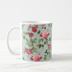 Taza De Café Vintage Farmhouse Rosa Floral Rosa