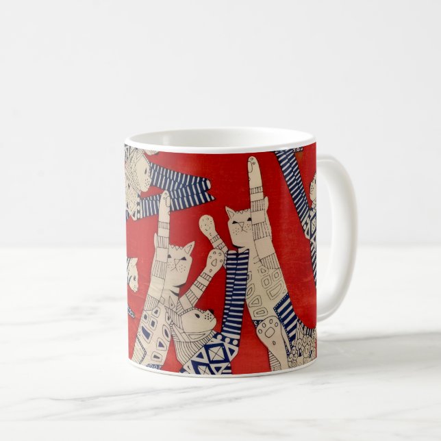 Taza De Café Vintage Feline Fabric Mug (Anverso derecho)