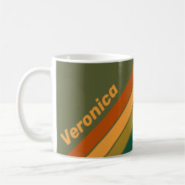 Taza De Café Vintage Forest Marsh Stripes with Name