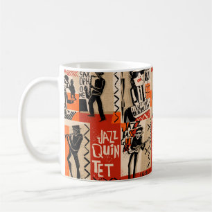 Taza De Café vintage fresco de poster de banda de jazz con trum