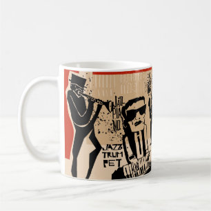 Taza De Café vintage fresco de poster de banda de jazz con trum