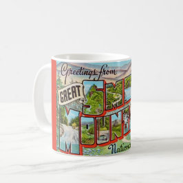 Taza De Café Vintage Grandes Montañas Humeantes