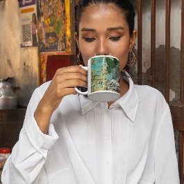 Taza De Café Vintage Green Fairy en Aqua Ephemera