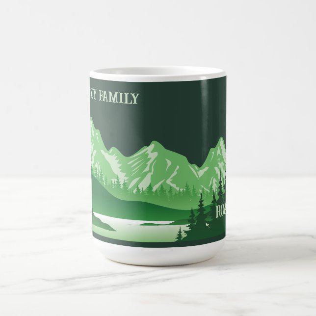Taza De Café Vintage green Mountain Lake Sunset (Centro)