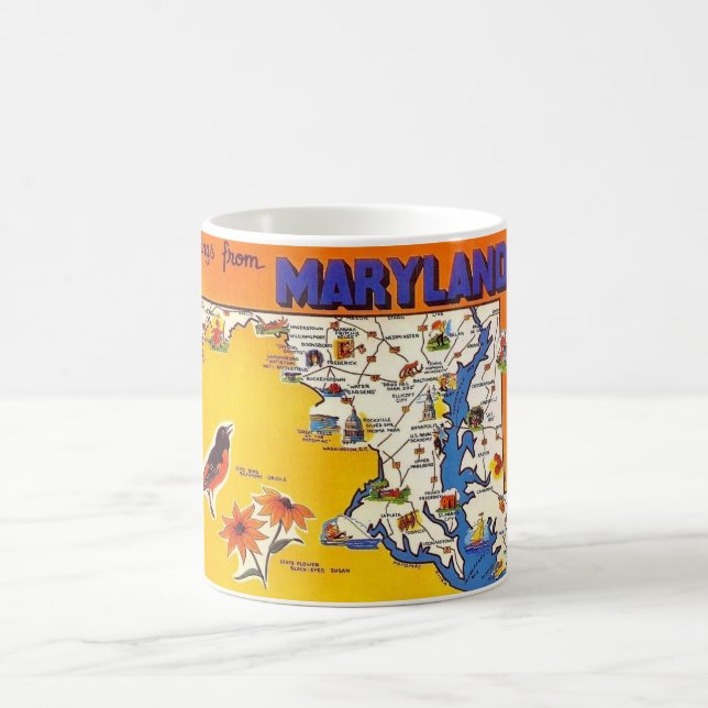 Taza De Café Vintage Greeting de Maryland (Centro)