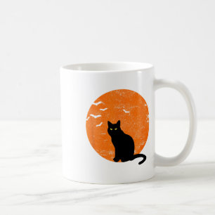 Taza De Café Vintage Halloween Black Cat Costume Retro Moon Cat