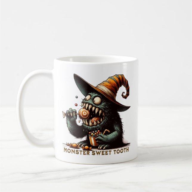 Taza De Café Vintage Halloween Candy Monster (Izquierda)