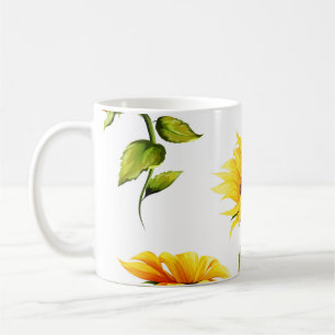 Taza De Café Vintage Hand Drawn Sunflower Watercolor