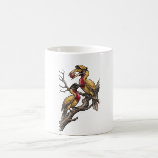 Taza De Café Vintage Hornbill Pair Wildlife Illustration Art