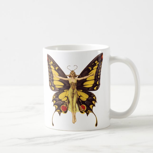 Taza De Café Vintage Ilustracion Butterfly Fairy (Derecha)
