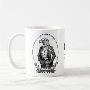 Taza De Café Vintage Ilustracion de águila blanca negra que vot