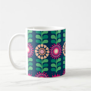 Taza De Café vintage/ilustracion de fondo floral
