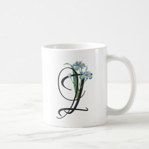 Taza de café Vintage Iris con inicial I