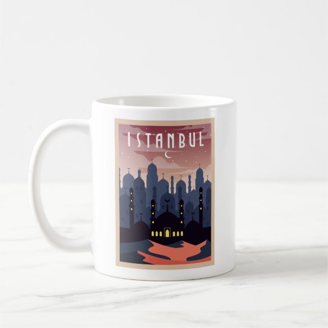Taza De Café Vintage Istanbul Turkey Cityscape Crescent (Izquierda)
