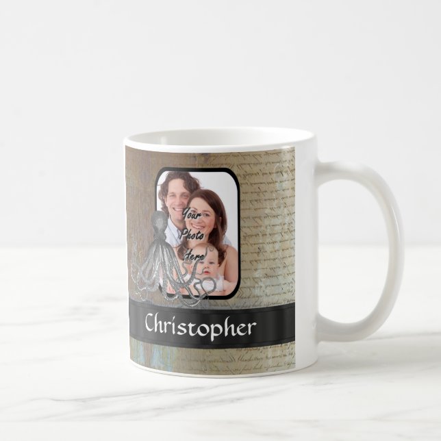 Taza De Café Vintage Kraken octopus (Derecha)