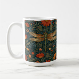 Taza De Café Vintage libélula naranja vegetación floral moda bo