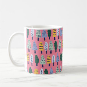 Taza De Café vintage lindo pino arbolado patrón sin costura