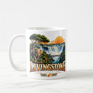 Taza De Café Vintage Livingstone Zambia Arte de Viaje Lugar Emb