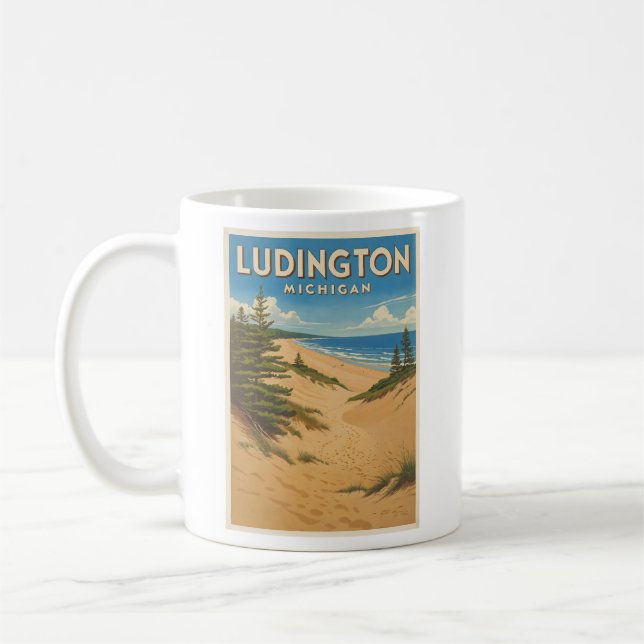 Taza De Café Vintage Ludington Michigan (Izquierda)