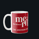 Taza De Café Vintage Merry Christmas Single Photo<br><div class="desc">navidad vintage colorida alegre año familiar nombre de familia foto única</div>