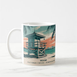 Taza De Café Vintage Miami Florida South Beach Skyline Travel
