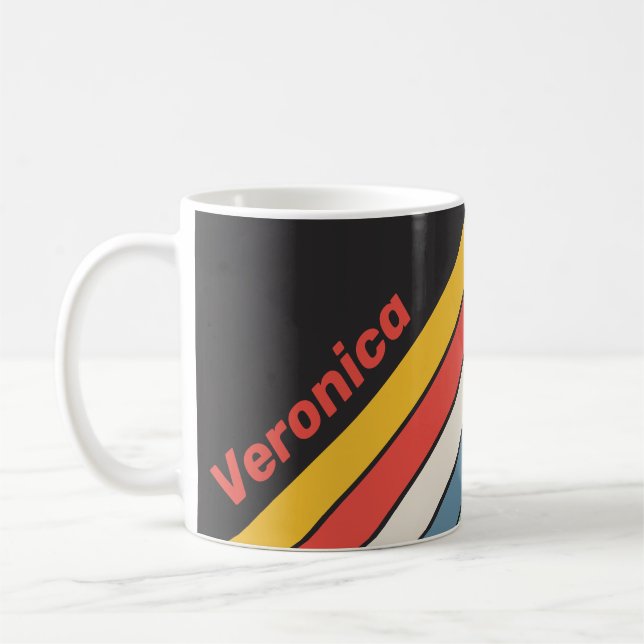 Taza De Café Vintage Midnight Stripes with Name (Izquierda)