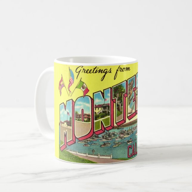 Taza De Café Vintage Monterey CA Greeting Mug (Anverso izquierdo)