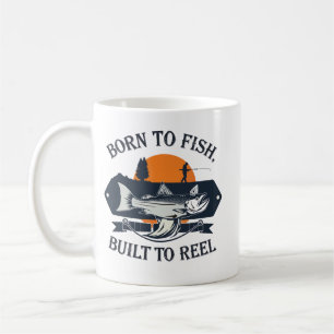 Taza De Café Vintage Nacido para Pescar Construido para Enrolla