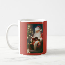 Taza De Café Vintage navidad arte leyendo Santa