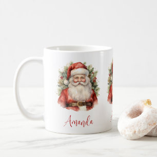 Taza De Café Vintage Navidad Santa Claus Sonriendo