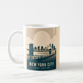 Taza De Café Vintage New York City Manhattan Skyline Minimalist