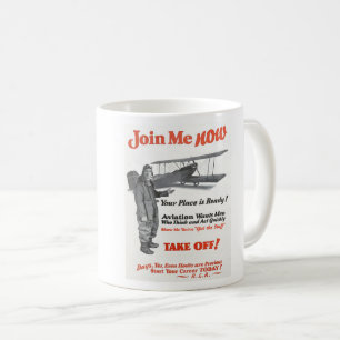 TAZA DE CAFÉ VINTAGE NOSTALGIA ANUNCIOS DE AVIACIÓN TEMPRANA