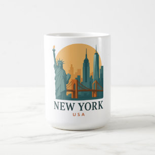 Taza De Café Vintage Nueva York - Viaje Minimalista